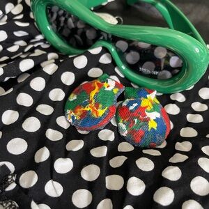 Denim abstract painted earrings